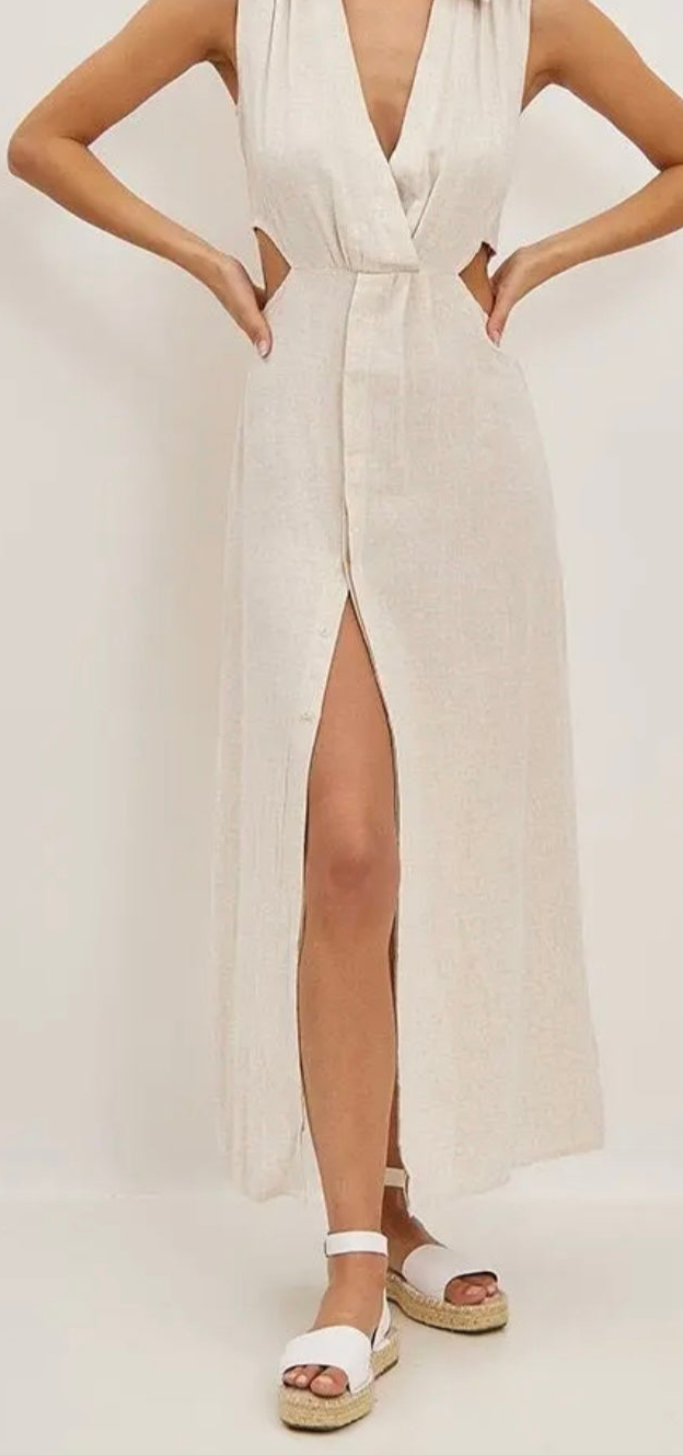 Kleid mit Cut Outs Leinenmix