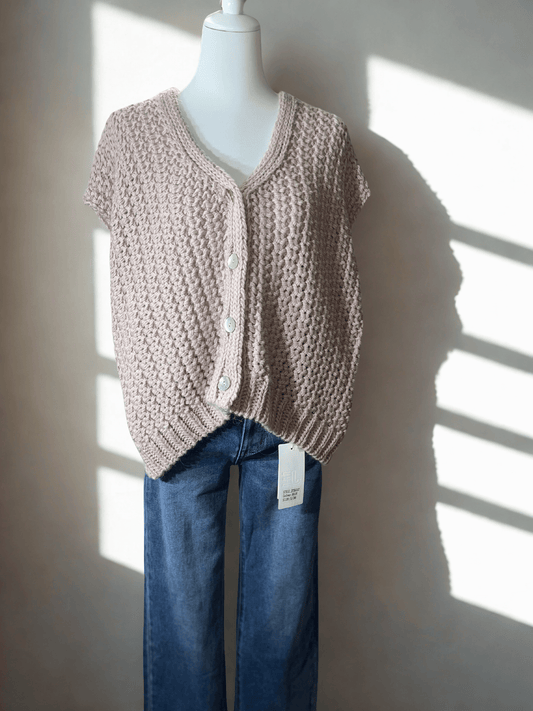 Grobstrick Cardigan Damen Kurzarm | Zeitlos & vielseitig | One Size 36–46