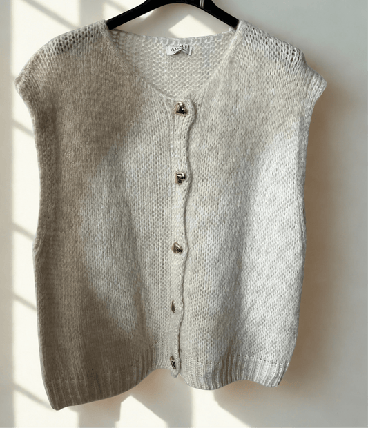 Elegante Strickweste mit goldenen Knöpfen | Größen 34–42