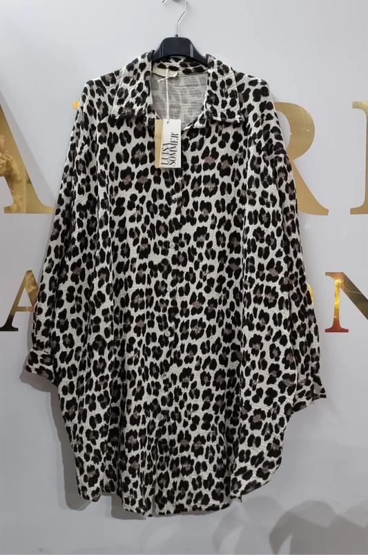 Oversized Musselinbluse lang