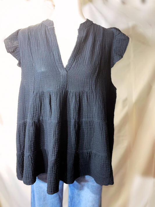 Musselin Bluse Kurzarm