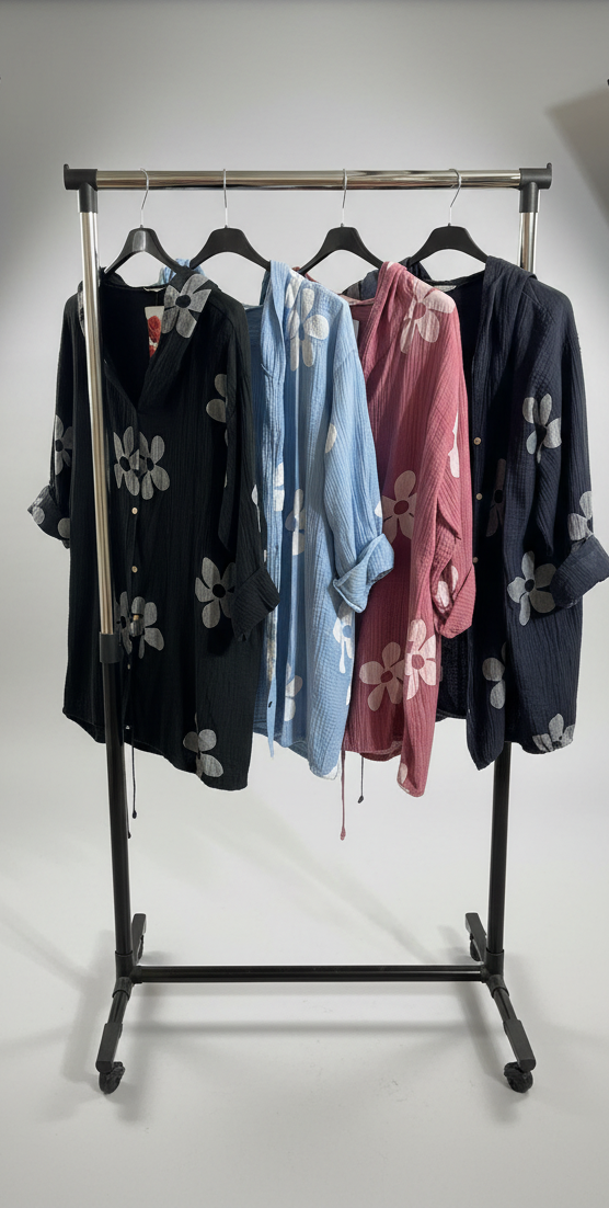 Musselin Jäckchen/Bluse mit Kapuze