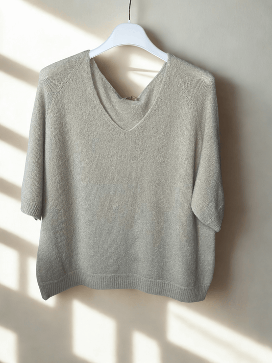 Strickpullover Damen Kurzarm Alpaka-Mix |