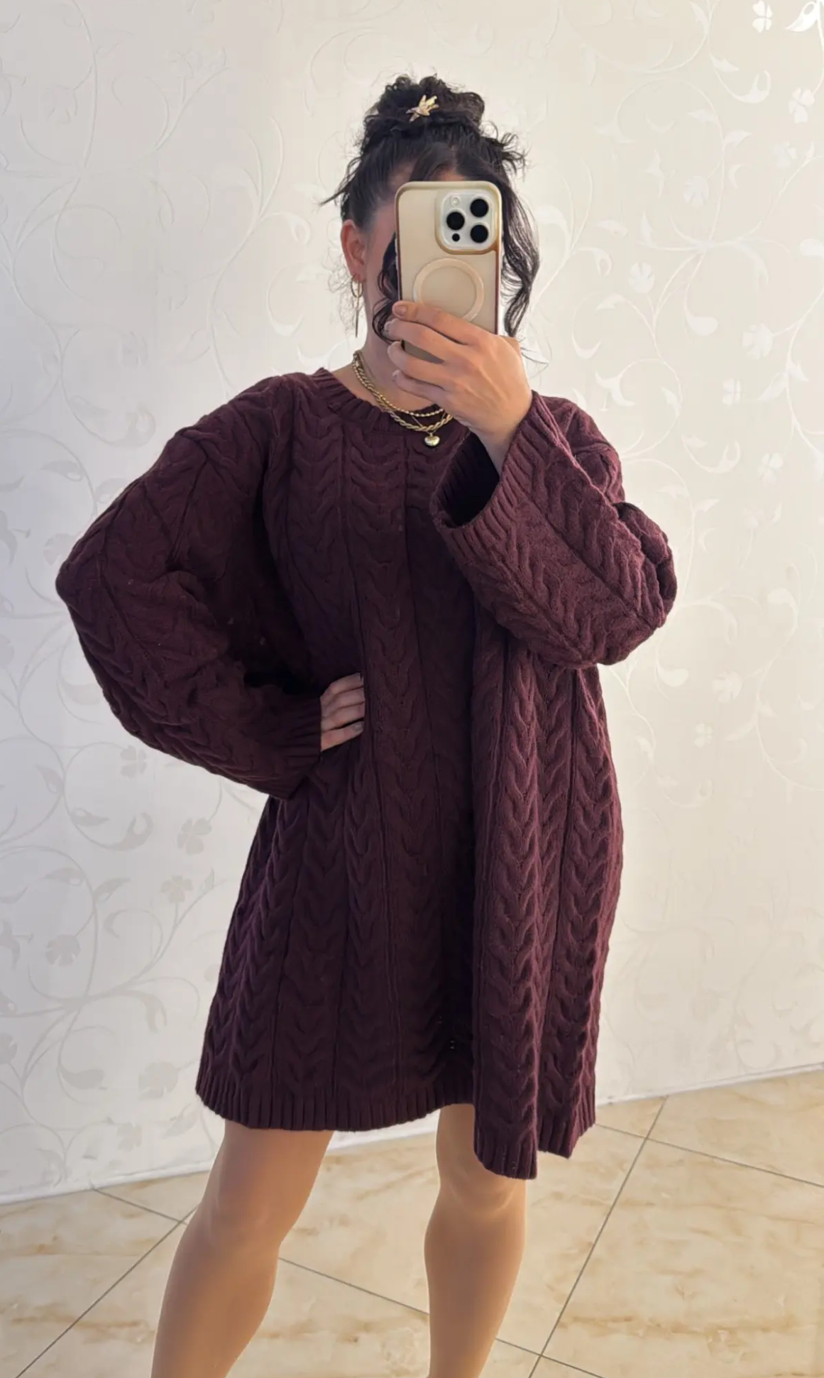 Grobstrickkleid Zopfmuster „Elea“