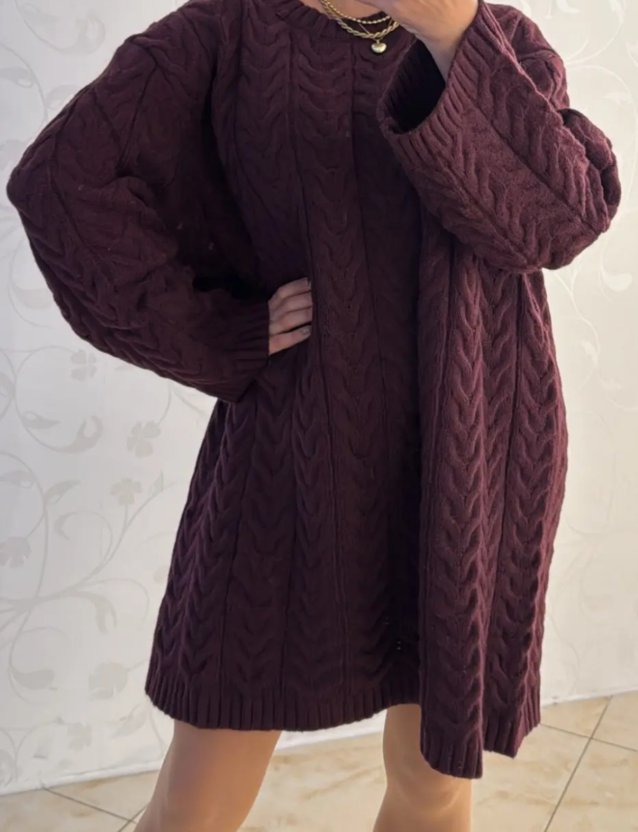 Grobstrickkleid Zopfmuster „Elea“