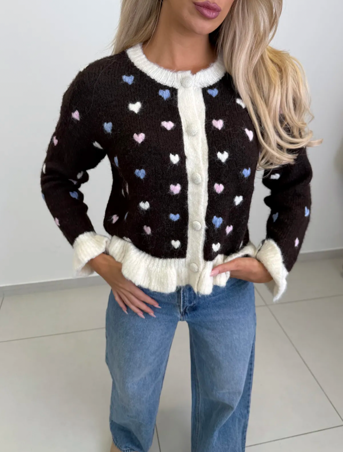 Strickcardigan Herzi Braun