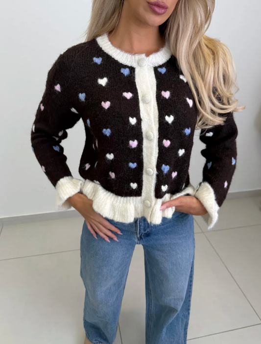 Strickcardigan Herzi Braun