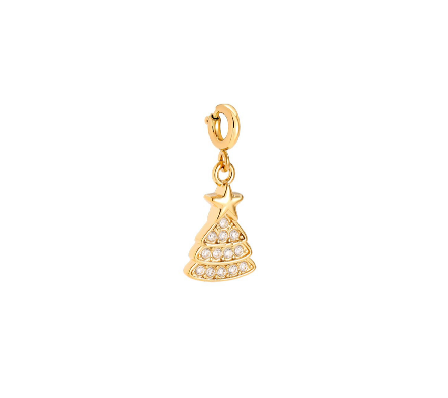 Charm Tannenbaum Glitzer Gold