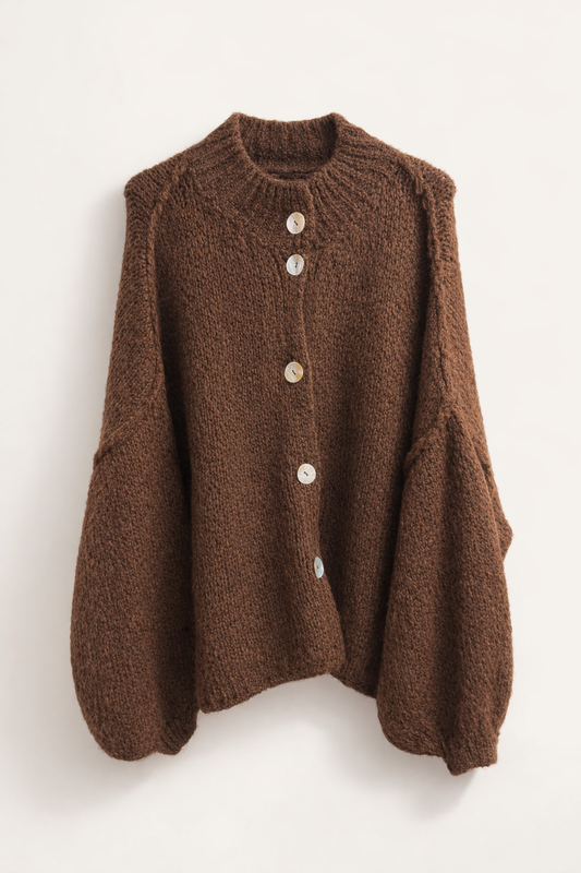 Strickcardigan „Rosalie“ mit Mohair & Wolle | Perlmutt Knöpfe