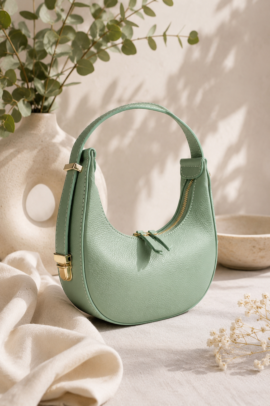 Halbmondtasche "Lilly" aus echtem Leder