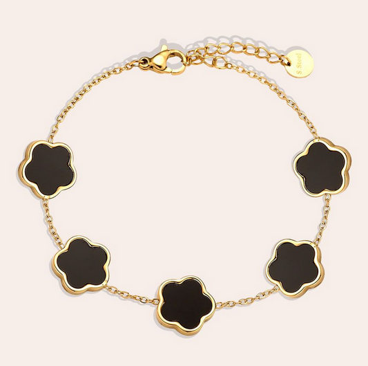 "Elegantes Perlmutt Armband" Schwarz & Weiß