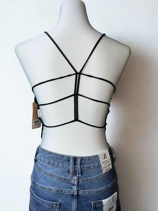 Spitzen-Bustier Top | Schwarz & Weiß | Sexy Crop Top Einheitsgröße
