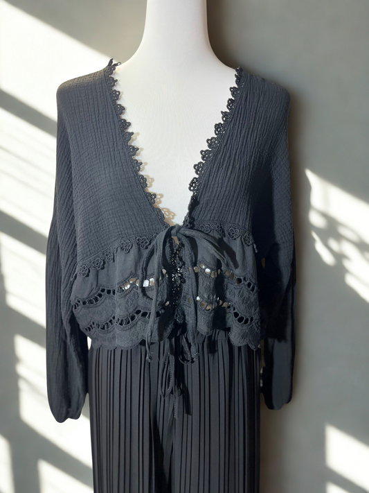 Musselin Bluse mit Lochstickerei