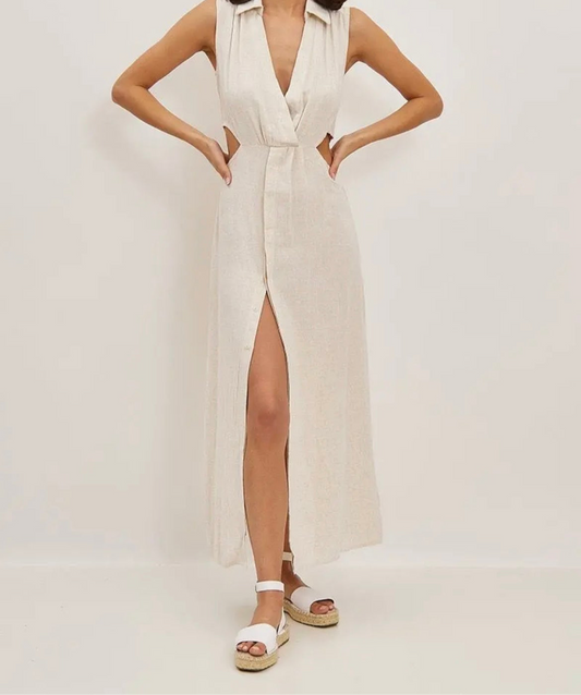 Kleid mit Cut Outs Leinenmix
