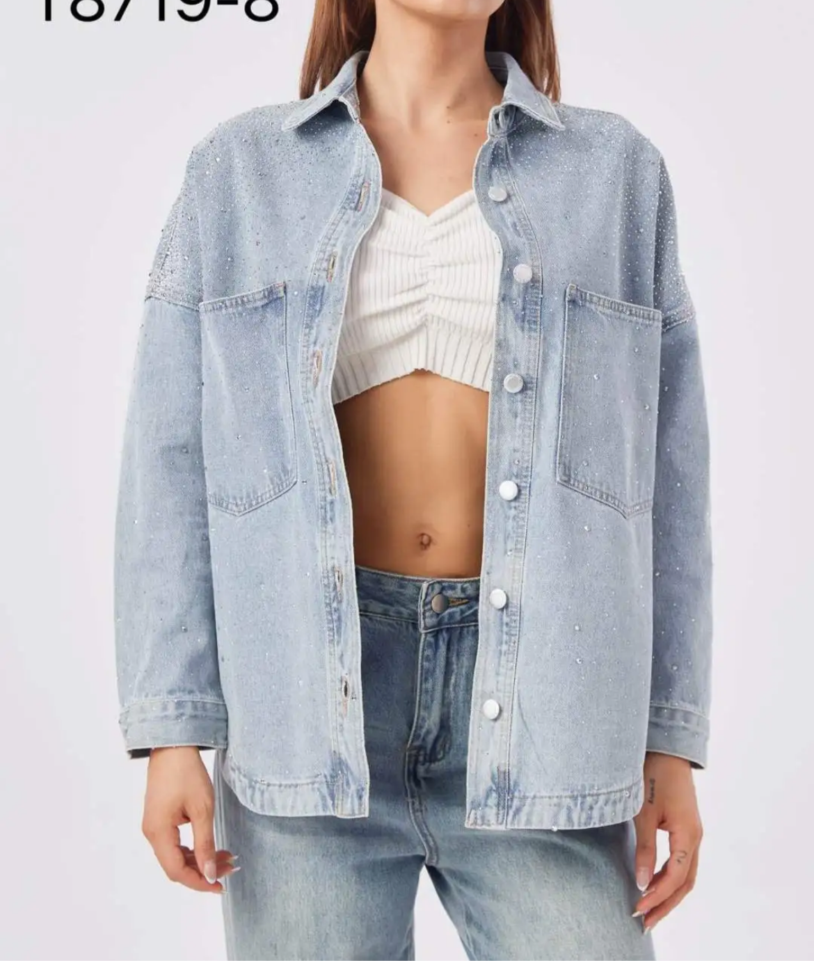 Jeansjacke Romy Oversize mit Strass