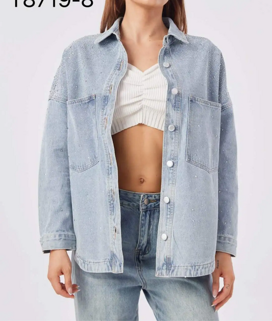 Jeansjacke Romy Oversize mit Strass