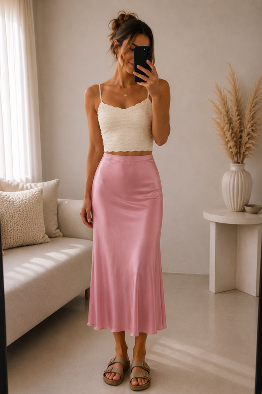 Satin Rock Maxi "Leonore" Rose