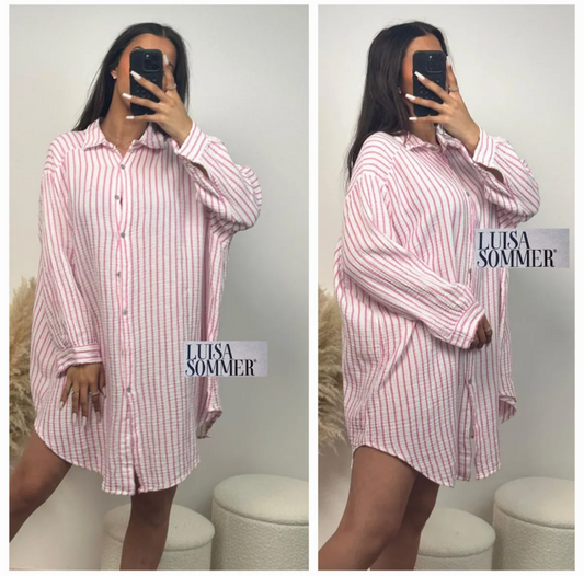 Lange Oversized Musselin Bluse