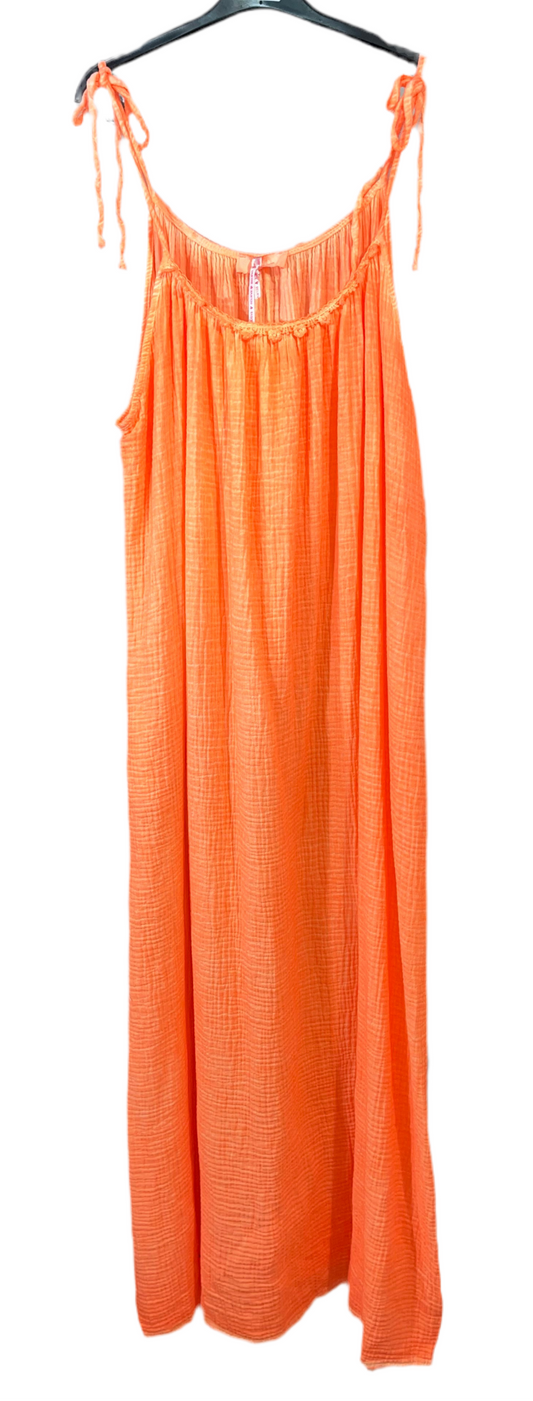 Maxi Musselin Kleid  Neon Orange