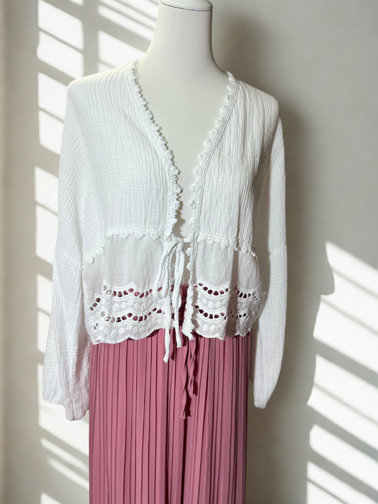 Musselin Bluse mit Lochstickerei
