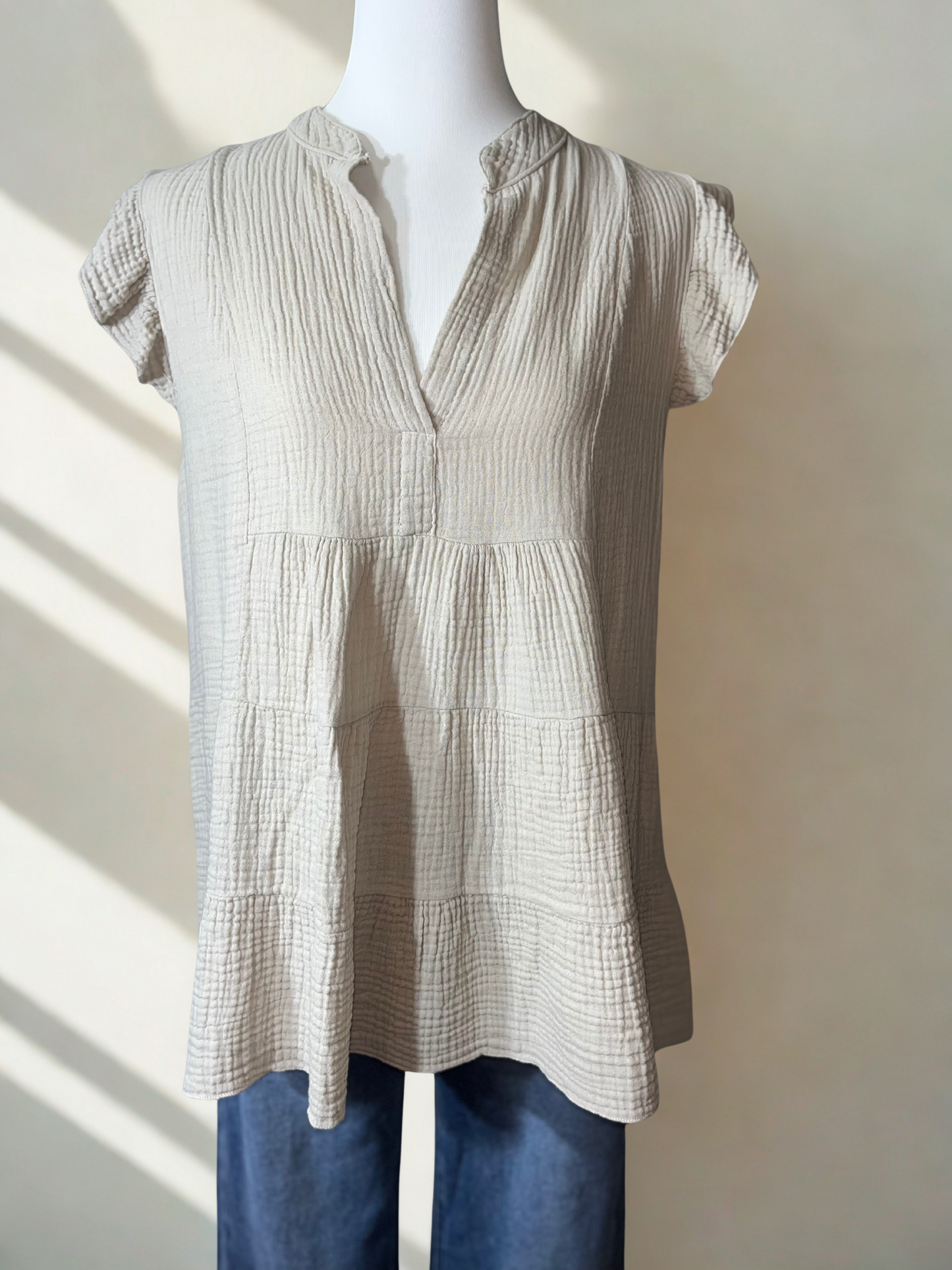 Musselin Bluse Kurzarm