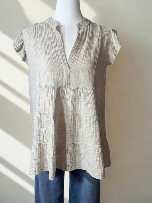 Musselin Bluse Kurzarm