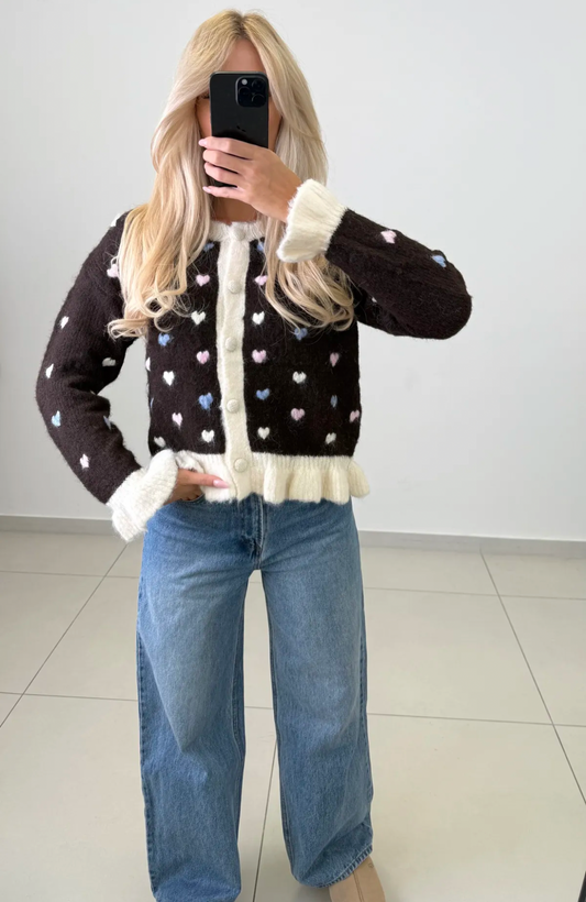 Strickcardigan Herzi Braun