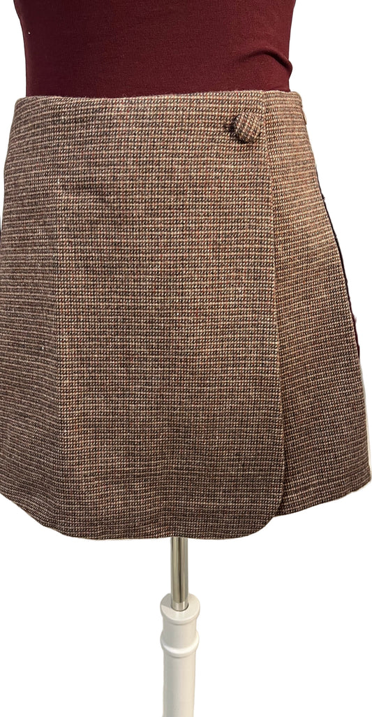 Eleganter Hosenrock in Wickeloptik – Braun kariert