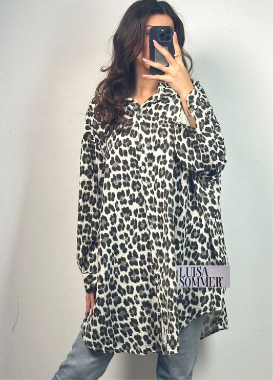 Oversized Musselinbluse lang