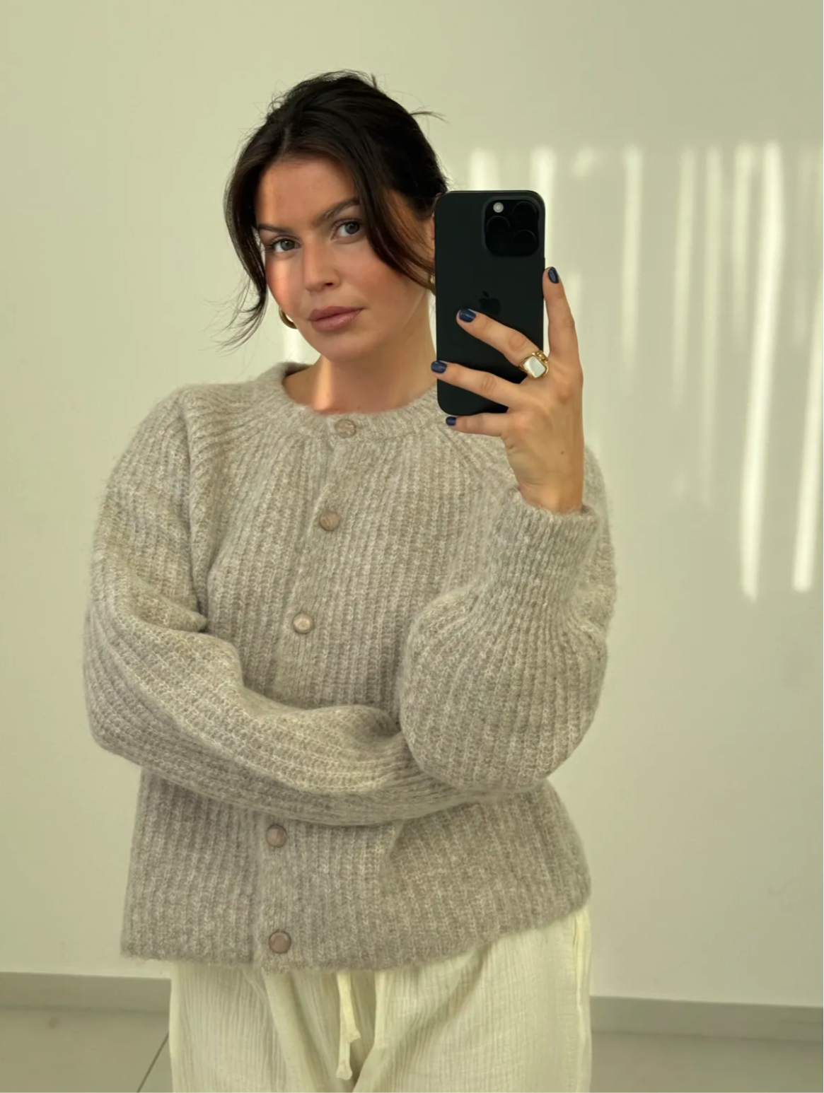 Kuschel Cardigan Taupe