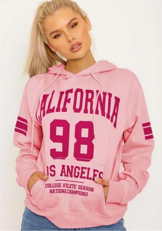 Oversized Hoodie „California 98“ – Rosa