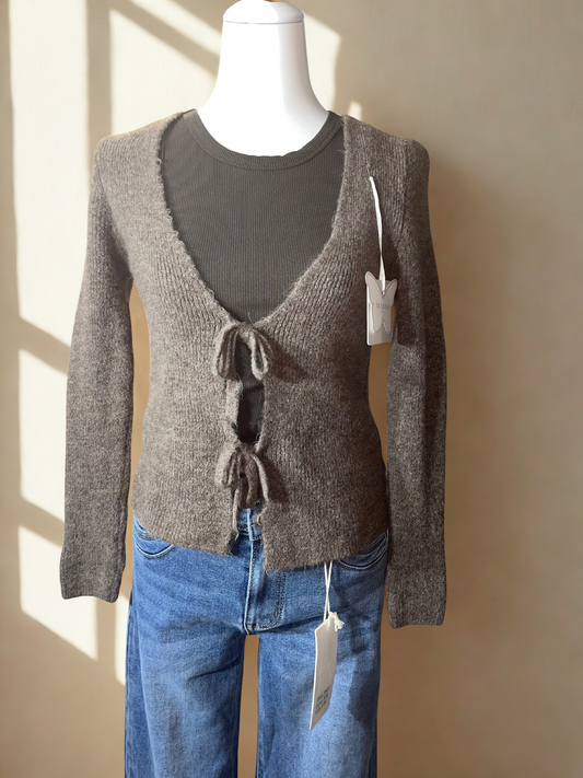 Feinstrick Cardigan mit Schleifen