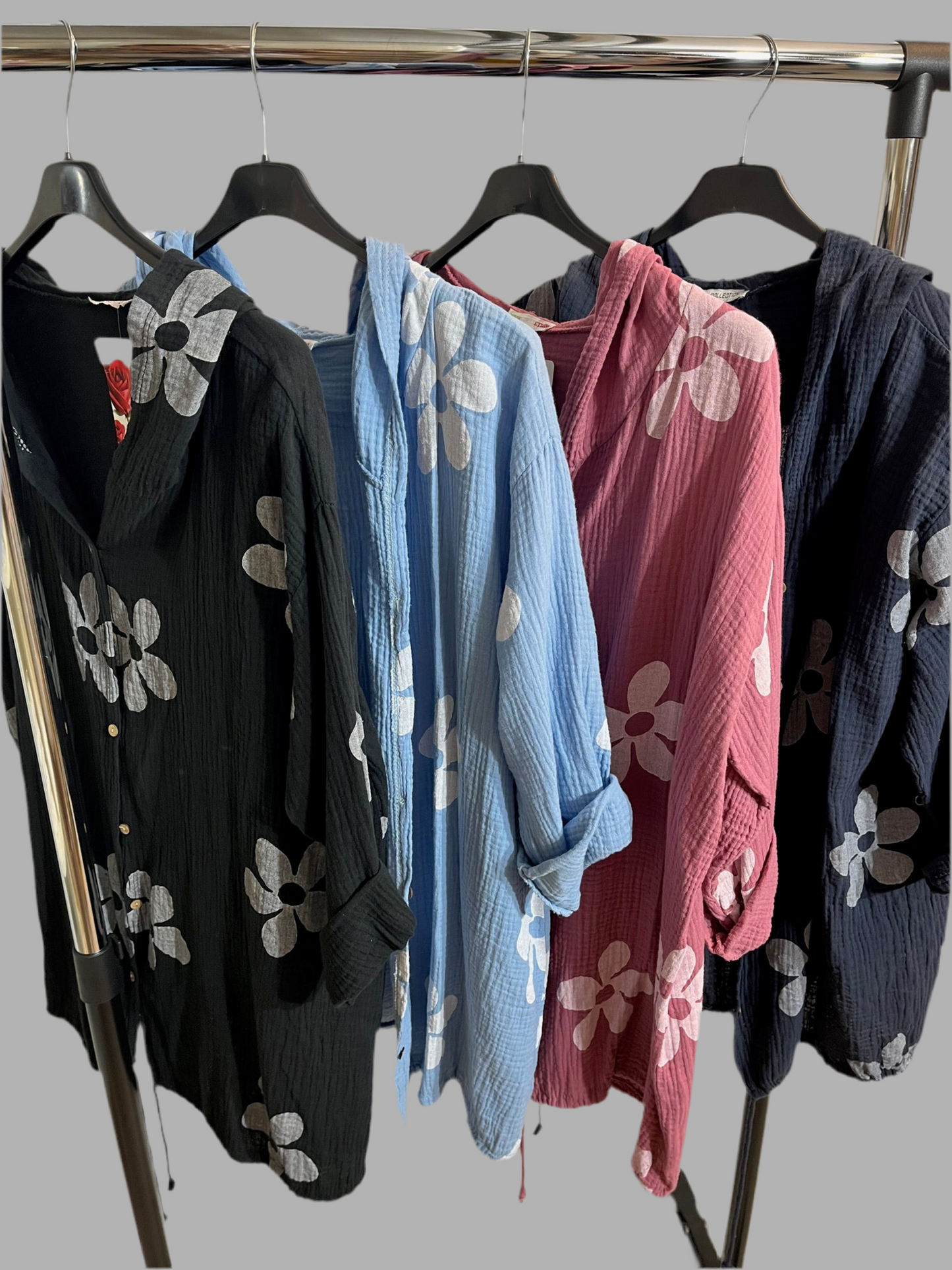Musselin Jäckchen/Bluse mit Kapuze