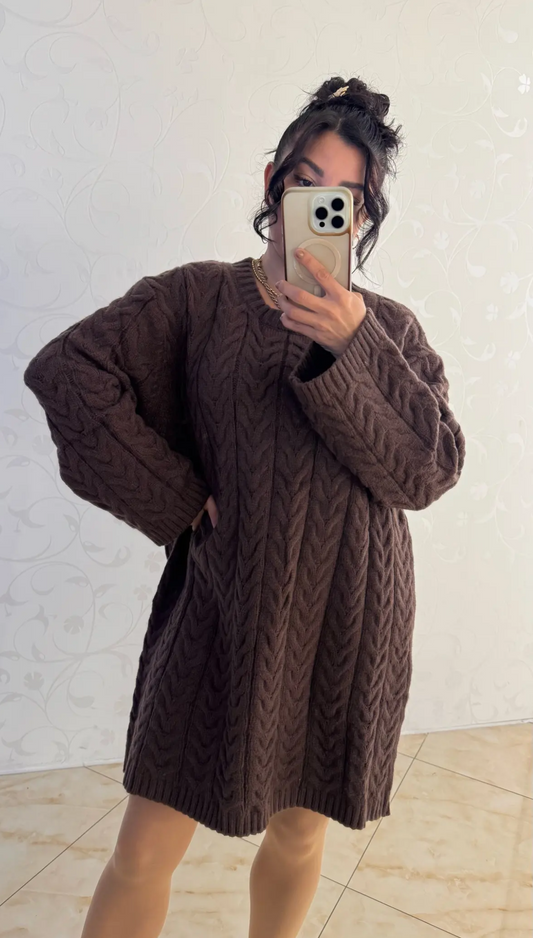 Grobstrickkleid Zopfmuster „Elea“