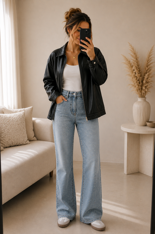 Wide Leg Jeans Glitzer "Juna"