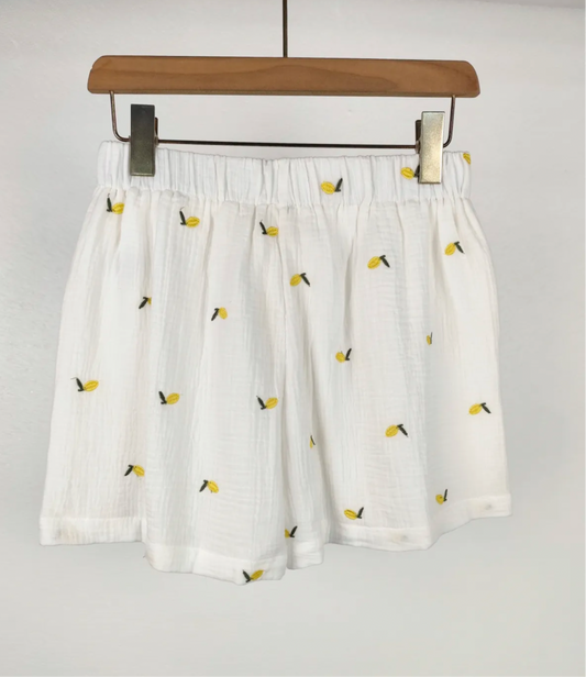 Musselinshorts Zitrone