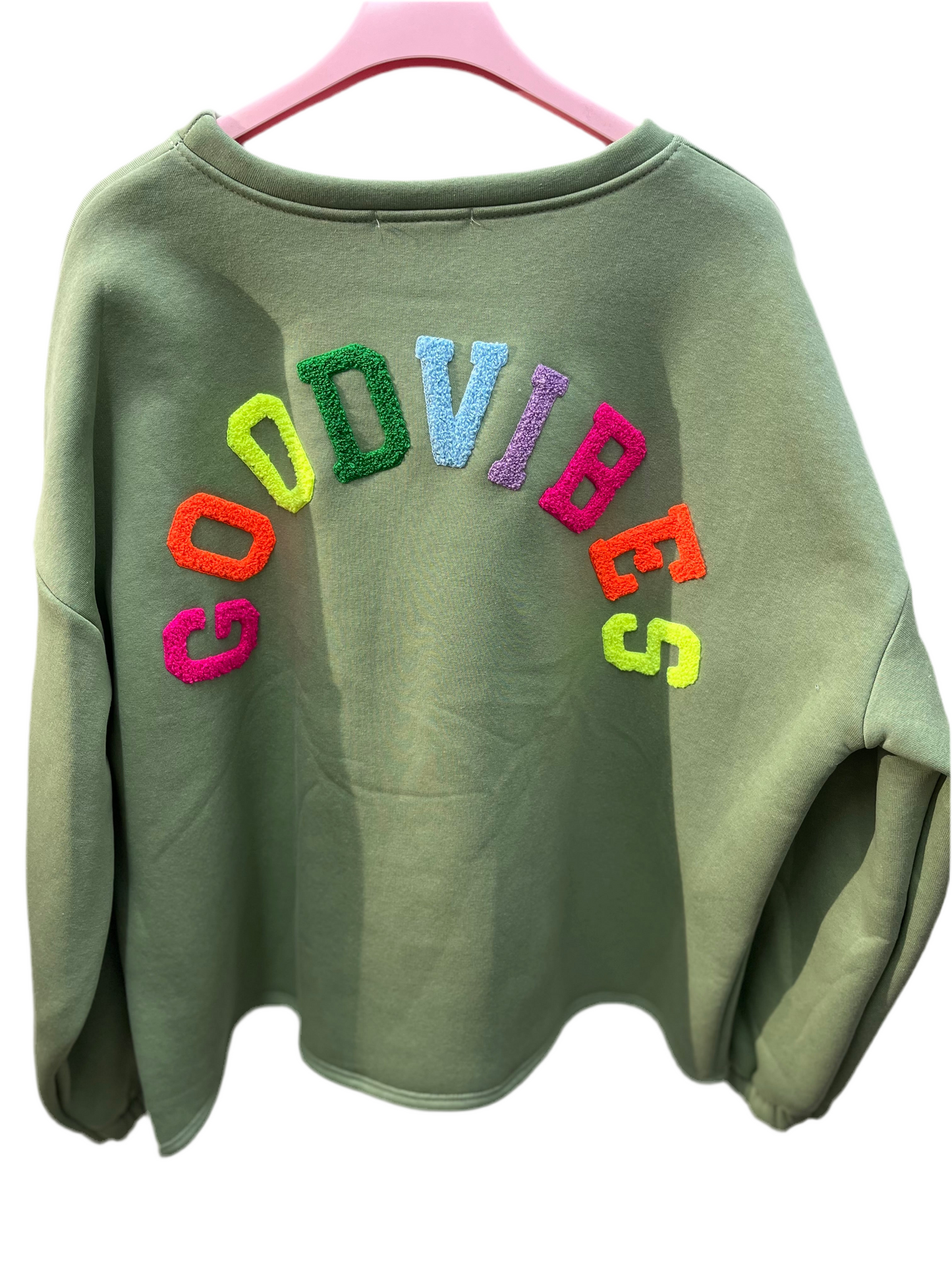 Pullover Goodvibes Backprint mit Teddy