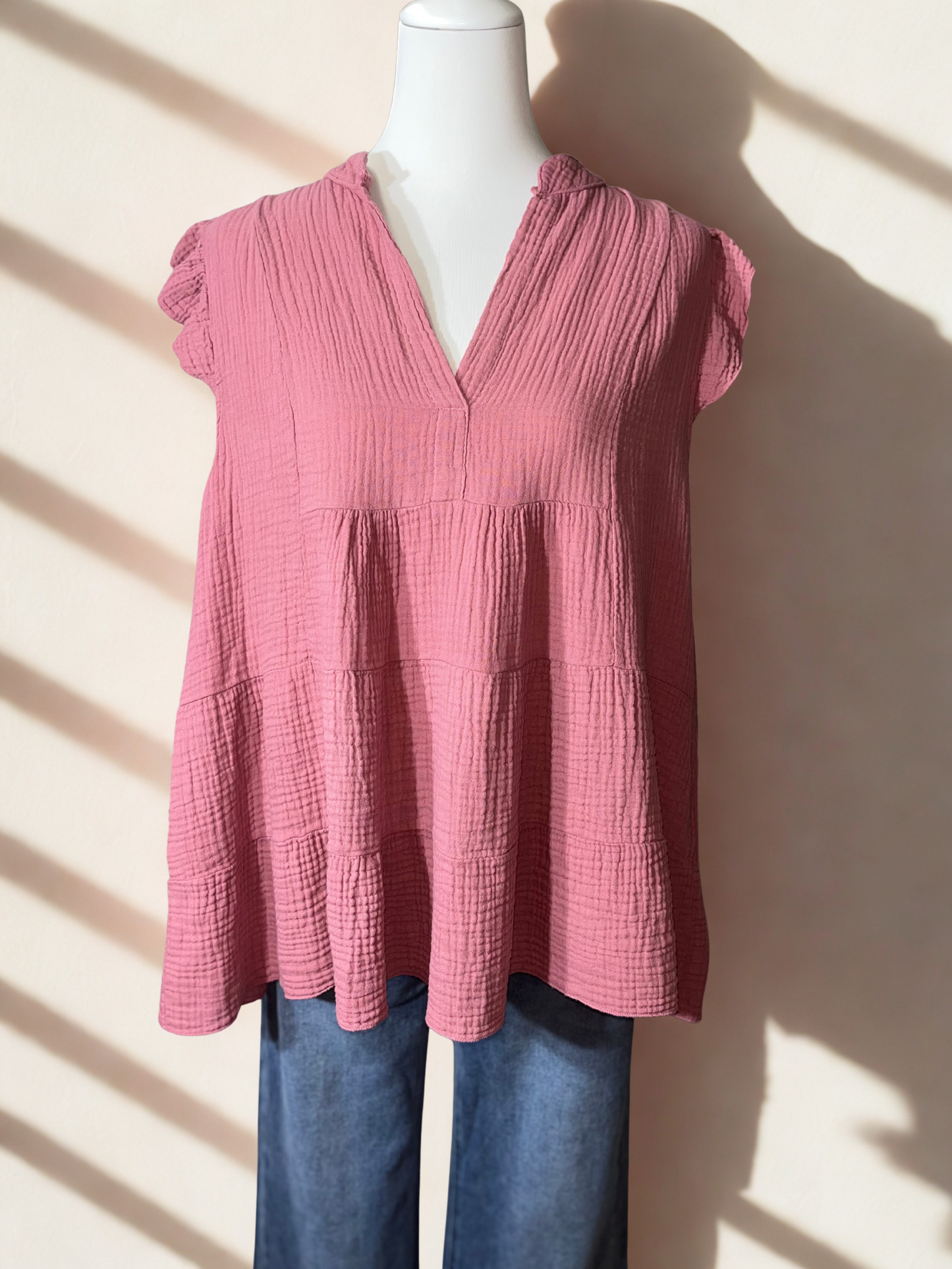 Musselin Bluse Kurzarm
