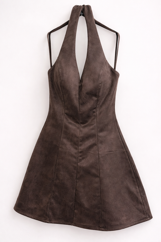 Neckholder Kleid in Wildlederoptik