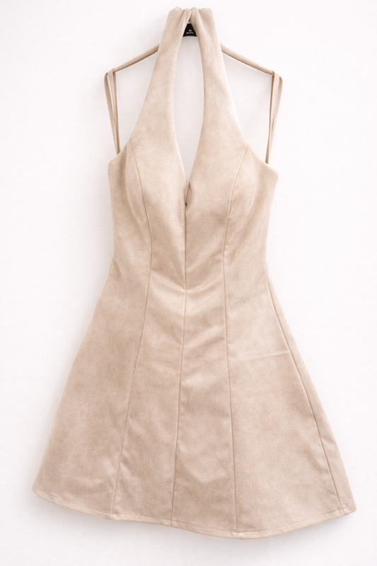 Neckholder Kleid in Wildlederoptik