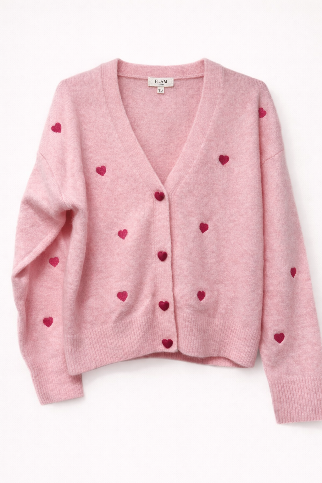 Soft Cardigan mit Samt Knöpfen Herzchen