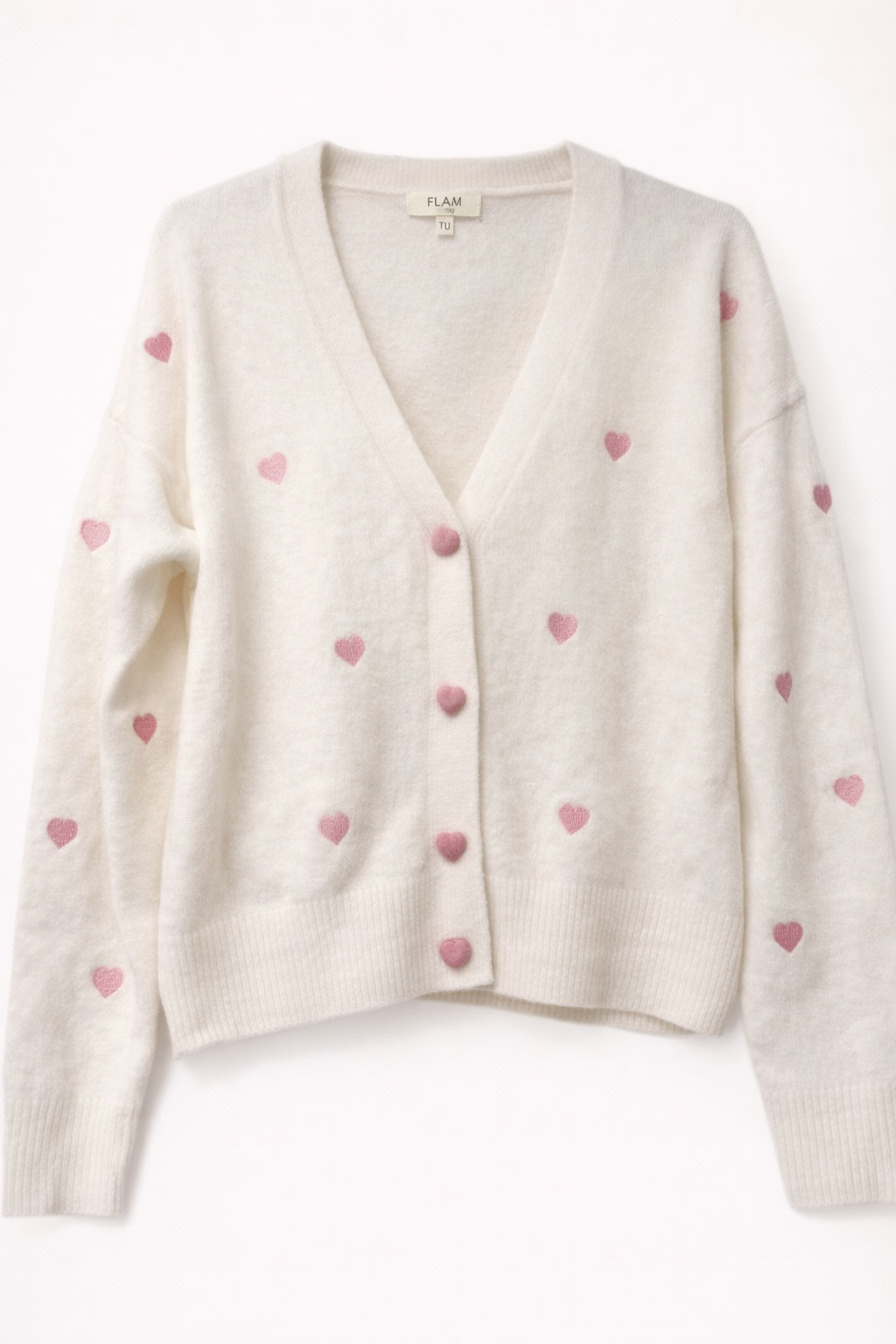 Soft Cardigan mit Samt Knöpfen Herzchen
