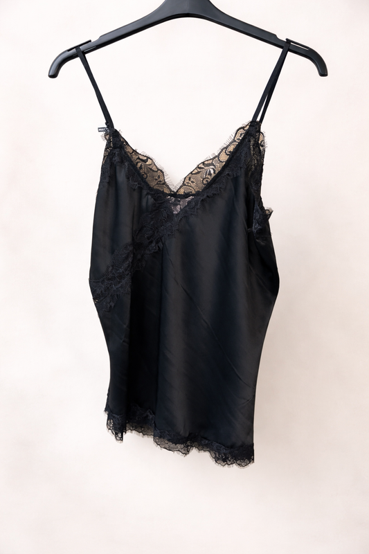 Top mit Spitze Schwarz