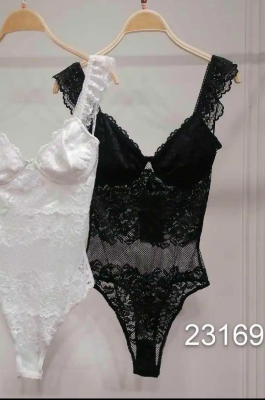 Spitzen Body String in schwarz