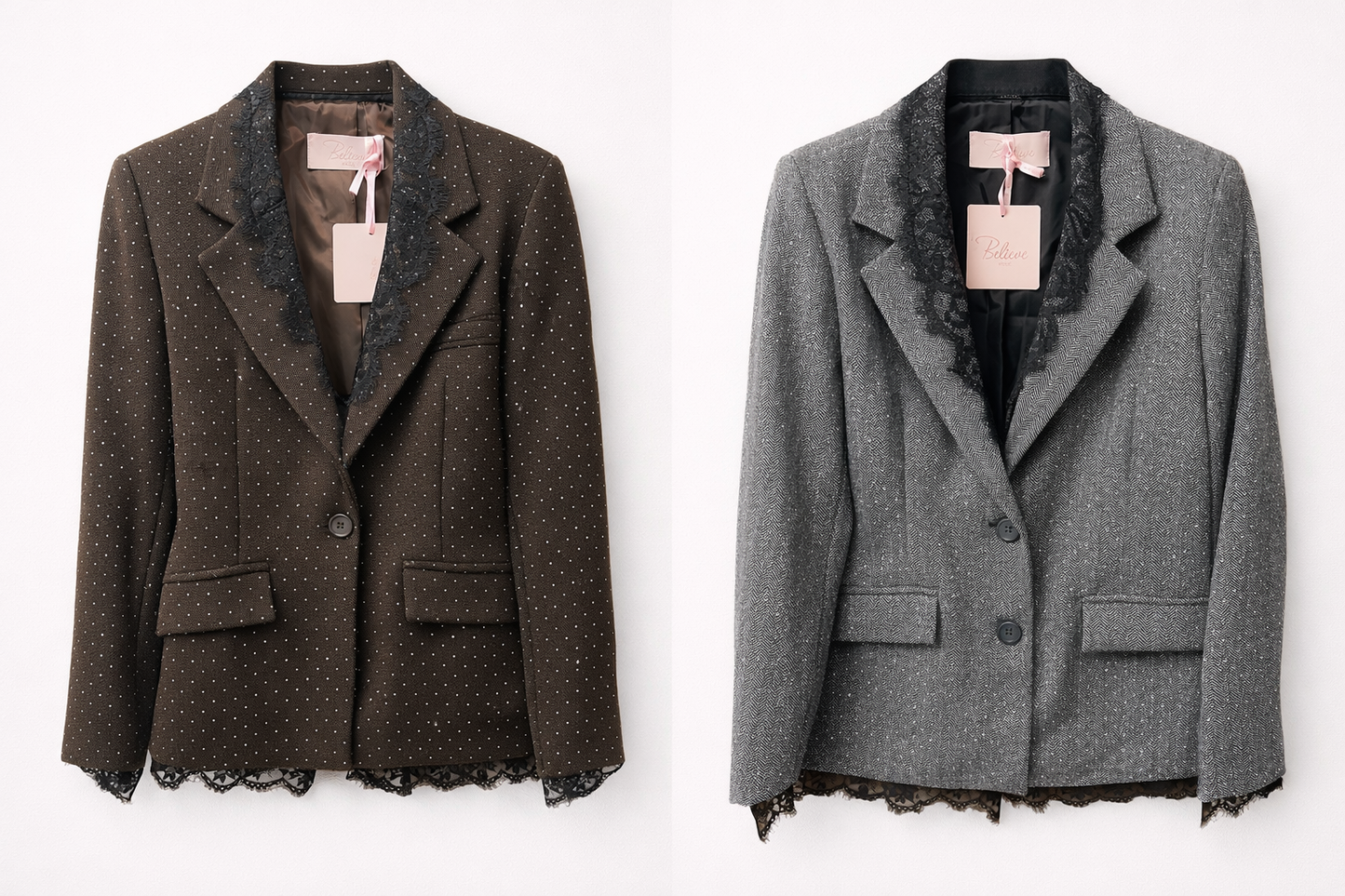 Blazer mit Spitze und Glitzer