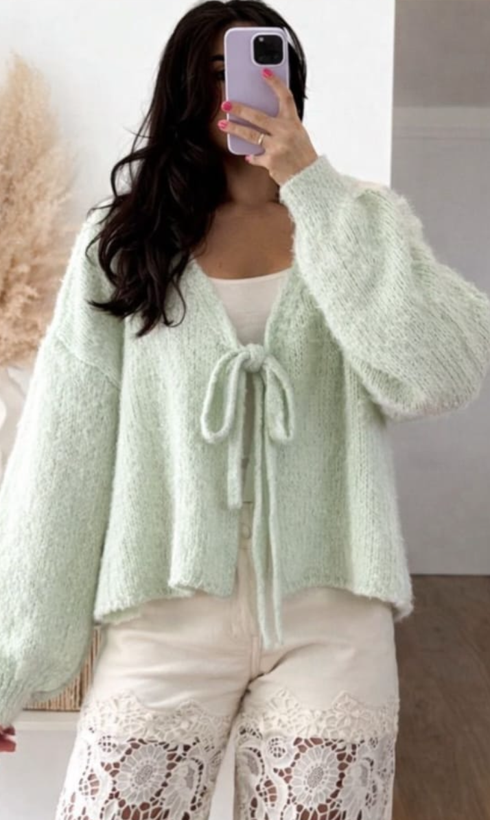 Cozy Schleifen Cardigan „Bella“ in Pastell