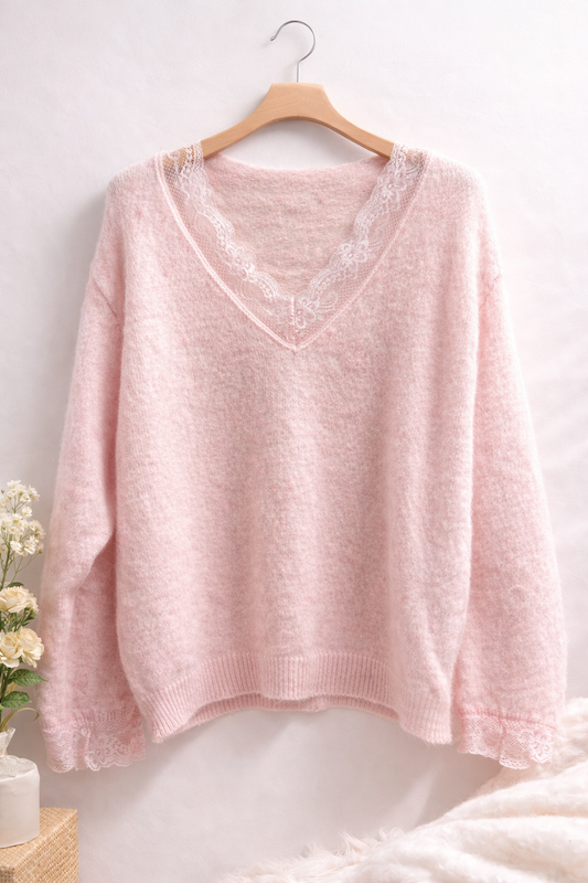 Wollpulli mit Spitze Alpaka