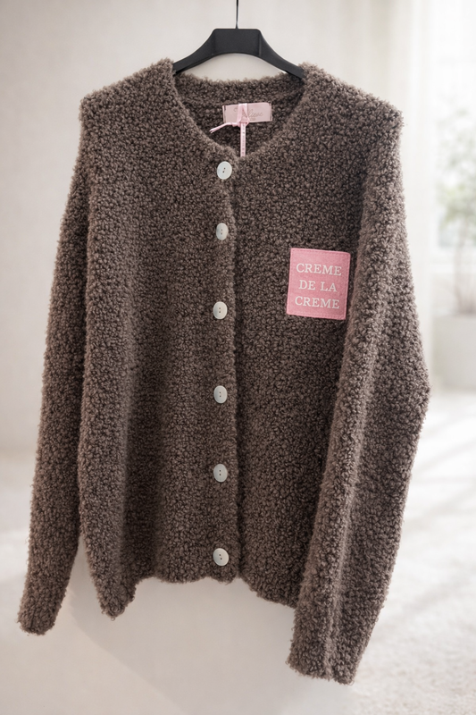 Boucle Cardigan Creme de la Creme in Taupe