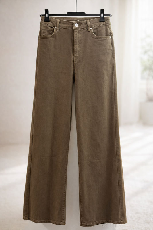 Curvy Wide leg Jeans Hellbraun