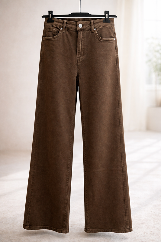 Curvy Wide leg Jeans Dunkelbraun